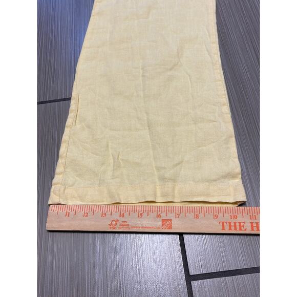 Luxury Linen relaxed breathable butter-yellow coastal breezy wide leg pants sz 8 - Picture 3 of 11